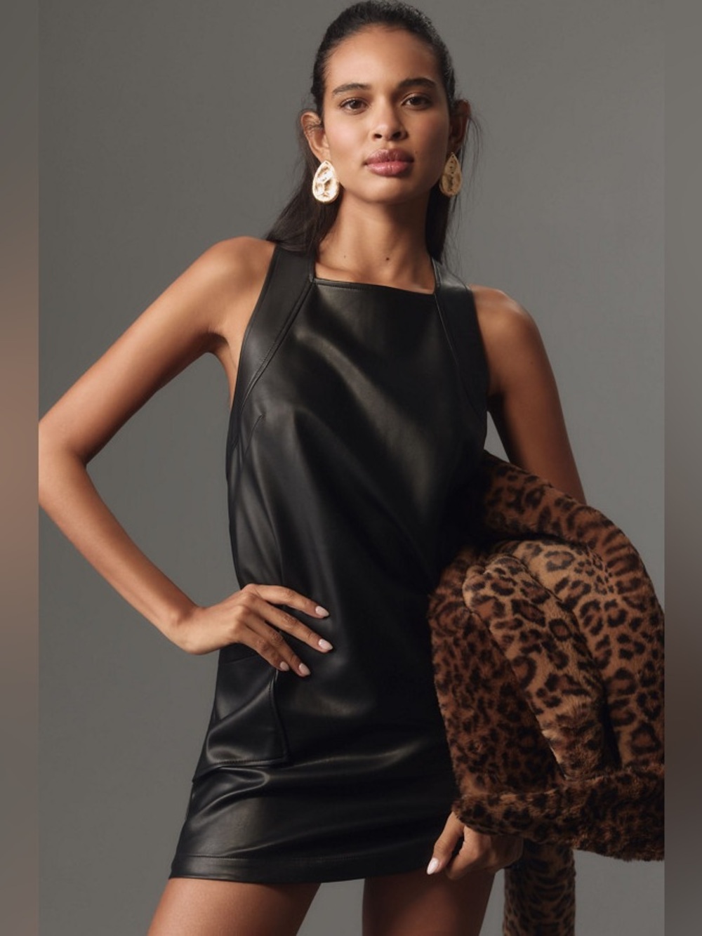 NWOT Anthro x Maeve Sleeveless Vegan-Leather Shift Mini Dress